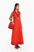 Sleeveless dress in printed cotton with pockets